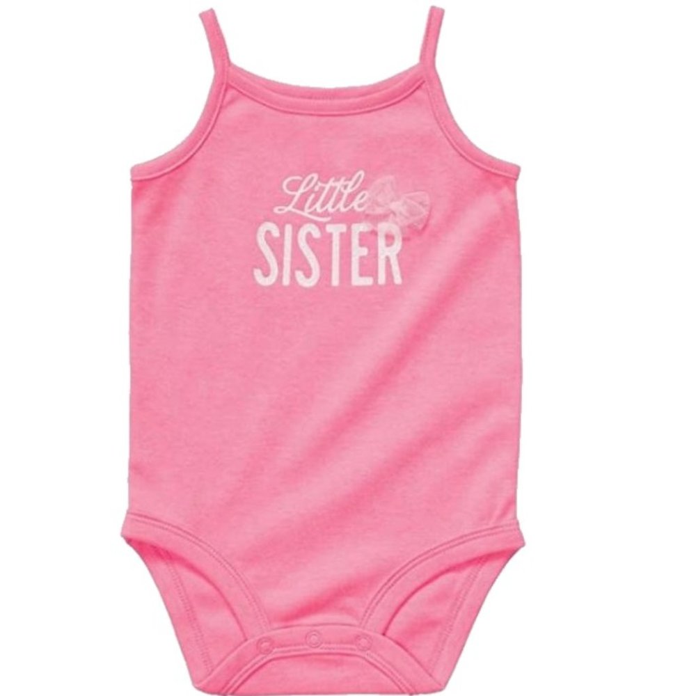 Little Sister Bodysuit Tank Top Pink One piece Shirt Toddler Girl Romper Creeper